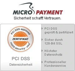 Zertifikat für sichere Zahlungsabwicklung für Partner Fa. Micropayment